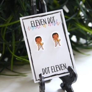 Freddie Mercury Queen Cartoon Stud Post Earrings